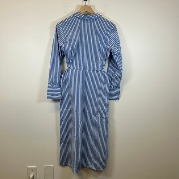 Rails Shirt Dress Sz M Holly Blue White Stripe Cotton Midi Coastal Classic Vacay - Picture 8 of 9